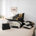 thumbnail image 6 of jejeloiu Abstract Geometric Striped 7pcs Bedding Comforter Set,Gold Black Gray Queen Bedding Sets For Men Women Reversible, 6 of 8