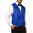 thumbnail image 4 of INSPIRE CHIC Sequin Suit Vest for Men's V-Neck Sleeveless Disco Sparkly Waistcoat L Blue, 4 of 5