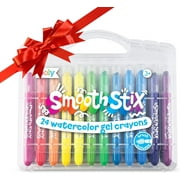 OOLY Smooth Stix, 24 Watercolor Gel Crayons for Kids, Paintbrush Included