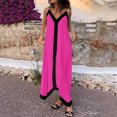 thumbnail image 4 of Robe à Blocs de Couleur pour Femmes Col en V Sans Manches Bretelles Chandail Décontracté Polyester, 4 of 9