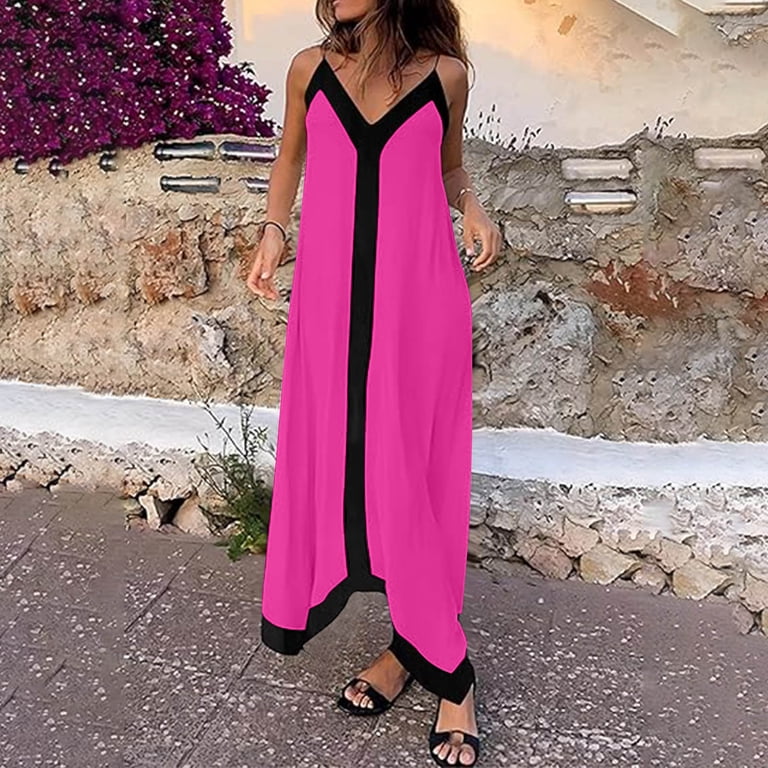 ZQUUVOU Women's Dress Sleeveles Spaghetti Strap V-Neck Maxi Dress Hot Pink,S - Walmart.com ZQUUVOU Women's Dress Sleeveles Spaghetti Strap V-Neck Maxi Dress Hot Pink,S - Walmart.com