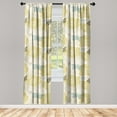 thumbnail image 3 of Ambesonne Floral Curtains, Vintage Flowers Simplified, Pair of 28"x95", Pale Yellow Green and Grey, 3 of 5