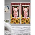 thumbnail image 3 of Pigs Sunflowers Bathroom Window Curtain, Farmhouse Red Barn Flowers Animals Light Filtering Coffee Kitchen Curtains, Bedroom Living Room Curtains 2 Panel 84"x63", 3 of 6