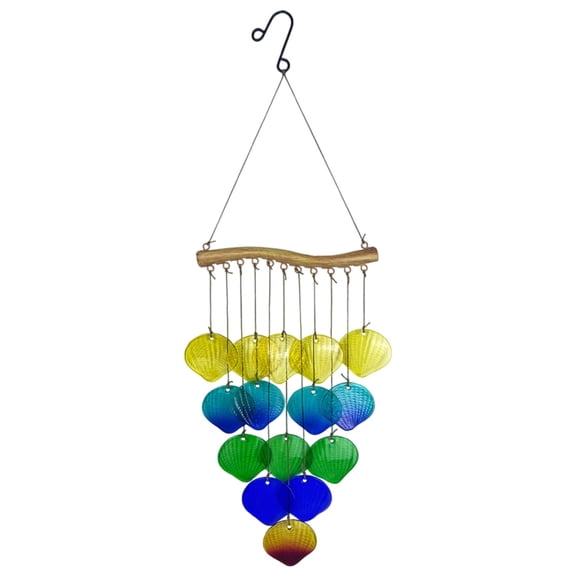 Mauxuk Colorful Handmade Glass Wind Chime - Fused Glass and Wrought Iron Outdoor Decor for Garden, Patio, and Home - Unique Sound and Ambiance - 22x7.5 inches