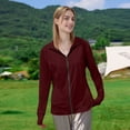 thumbnail image 5 of Xyxonk Women's Upf 50+ Sun Athletic Protection Jackets Long Sleeve Full Zip Shirt Casual Soft Solid Color Sun Shirt for Hiking Outdoor Wine 2XL, 5 of 7