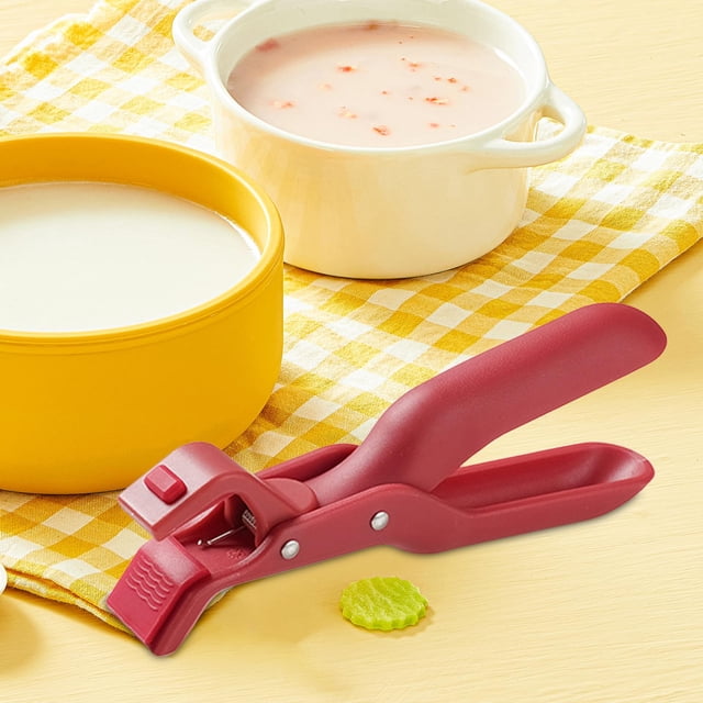 Pinza para platos y sartenes, pinzas para ollas y sartenes, abrazadera antideslizante, Clip antiescaldado, pinza para platos de cocina, herramienta de rojo