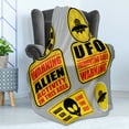 thumbnail image 4 of Outer Space Soft Flannel Fleece Throw Blanket, Warning Alien Ufo Sign Face of Martian Creature Danger Horror Theme Print, Cozy Plush for Indoor and Outdoor Use, 60" x 80", Black Yellow, by Ambesonne, 4 of 5