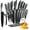 Gray, variant on Knife Block Set, 19 PCS Kitchen Knife Set with Acrylic Block and Sharpener, German High-Carbon Stainless Steel Knife Sets with 6 Serrated Steak Knives, Bread Knife, Chef Knife, Rust-Proof