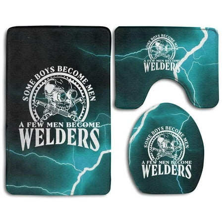 CHAPLLE Some Boys Become Men Welder 3 Piece Bathroom Rugs Set Bath Rug Contour Mat and Toilet Lid (Best Way To Become A Welder)