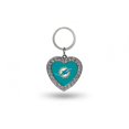 thumbnail image 1 of Miami Dolphins Bling Rhinestone Heart Keychain, 1 of 2