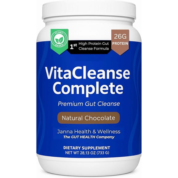 VitaCleanse Complete Detox Gut Cleanse - Vegan Protein Powder with Liquid Vitamins for Digestive Health, Immmune Support   Liver Support - Sugar Free and Gluten Free - Creamy Chocolate