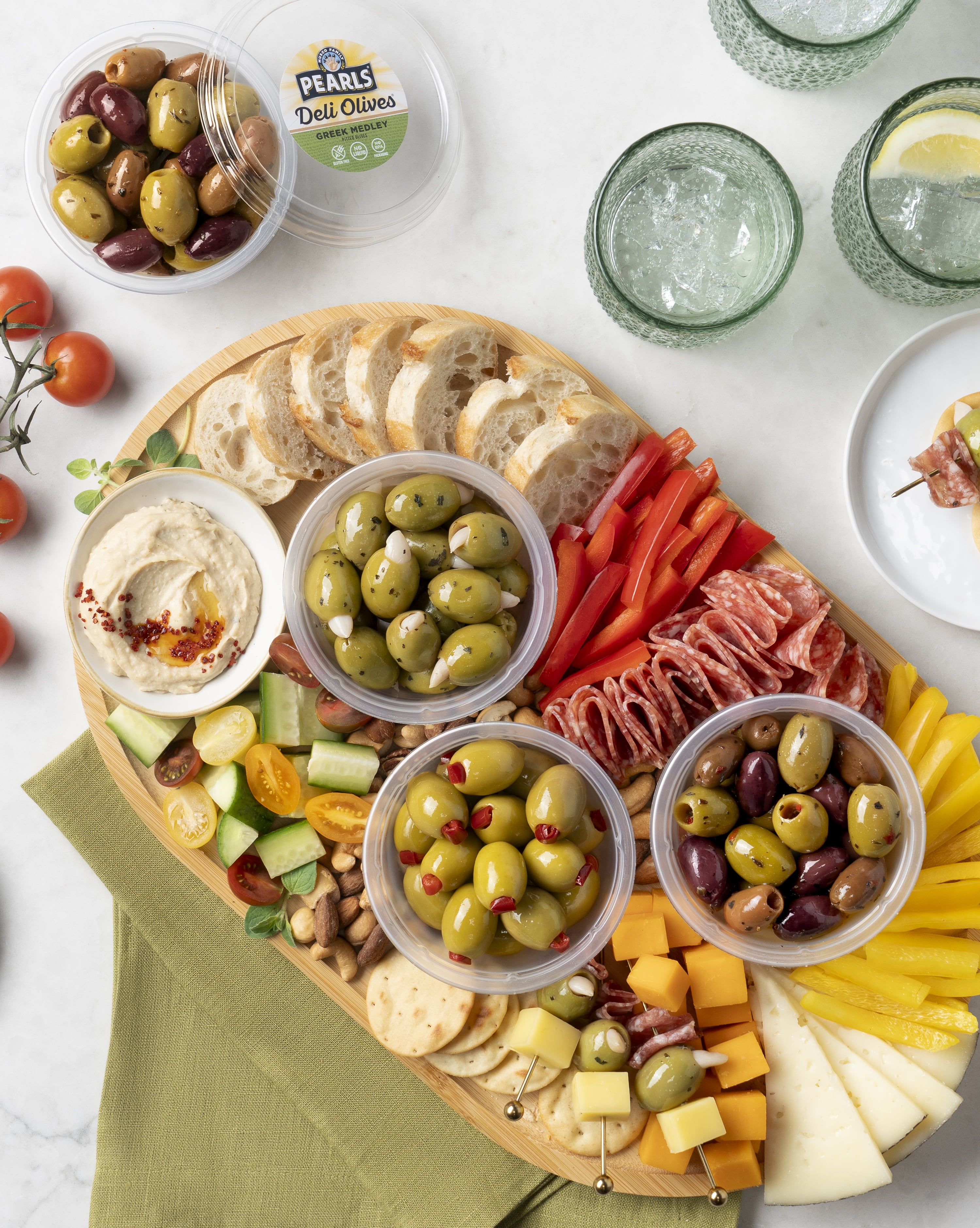(2 pack) Pearls Deli Olives Real Pimiento Hand Stuffed Jumbo Olives 3.5 oz Tub. Allergens Not Contained.