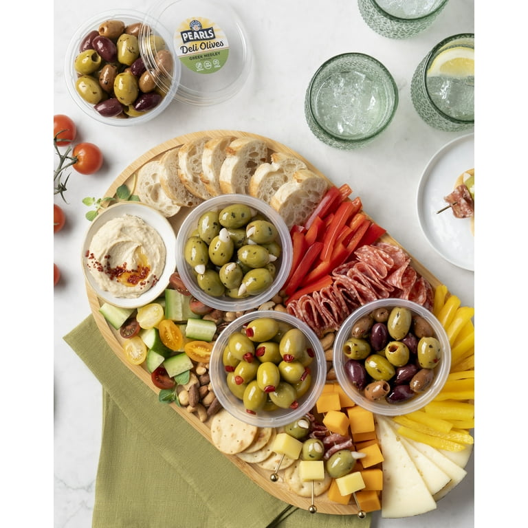 Pearls Deli Olives Garlic Stuffed Olives w/ Basil 4.5 oz Tub