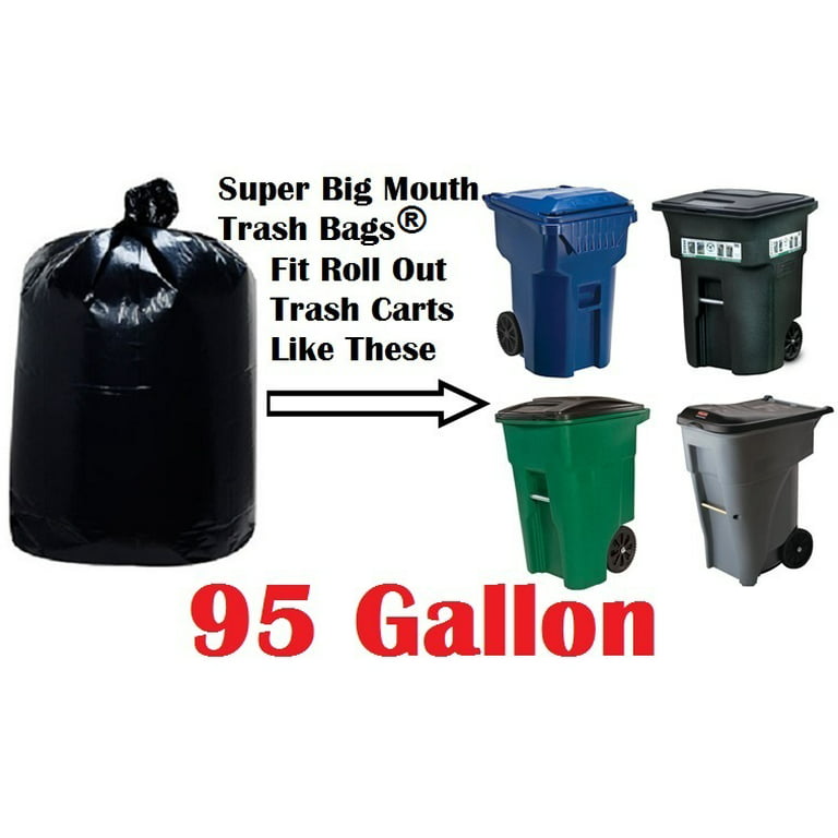 CLEAR 95 Gallon Trash Cart Bags 2 MIL Gauge 10 Count Pack