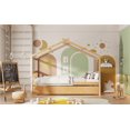 thumbnail image 4 of Twin Size Wooden House Bed with Twin Size Trundle, Natural(OLD SKU:WF300800AAN), 4 of 19