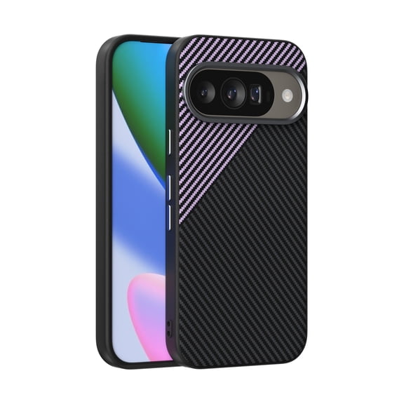 For Google Pixel 10 /10 Pro Phone Case,Fiber Pattern Design,Compatible with Mag-safe,Ultra Slim Shockproof Anti-fall Drop Protection Non-slip Anti-Scratch Durable Thin Fit Phone Case Cover,Purple