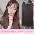 thumbnail image 3 of ZOUBAOQ Wig Big Wave Hair Extension Straight Long Clip In Hair Extensions Black Brown High Tempreture Synthe, 3 of 8