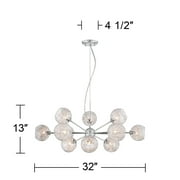 Possini Euro Design Wired Chrome Chandelier Lighting 32 Wide Modern Sputnik Art Glass 12-Light Fixture for Dining Room House Foyer Kitchen Island