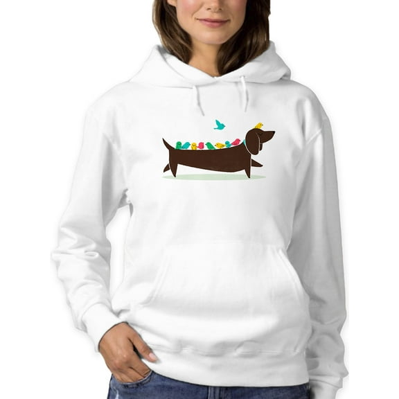 Image Conscious Birds On A Dachsund Hoodie Womens -Jay Fleck Designs, Female Casual Fit