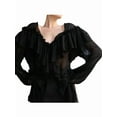 thumbnail image 3 of Women'S V-Neck Ruffle Trendy Autumn Fashion Long Sleeve Blouse Dressy Casual Outfits Tops Black L, 3 of 7