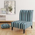 thumbnail image 2 of Designart « Maritime Azure Stripes I » Fauteuil d'Appoint Rembourré à Rayures Bleues - Fauteuil Moderne pour Chambre, 2 of 7