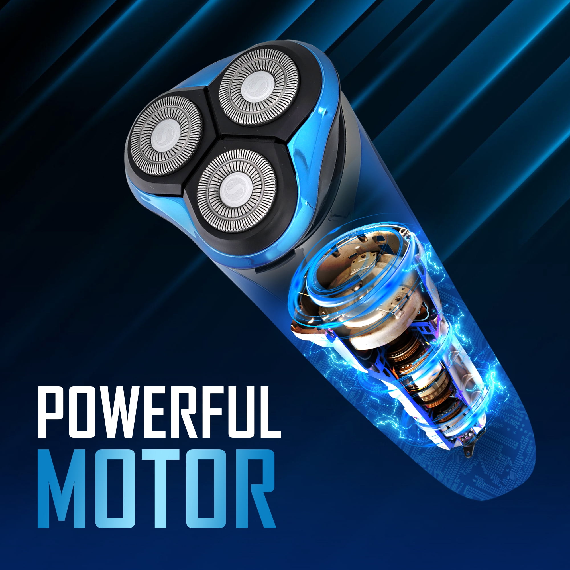 Barbasol Rechargeable Wet & Dry Rotary Electric Shaver for Men with LCD Display