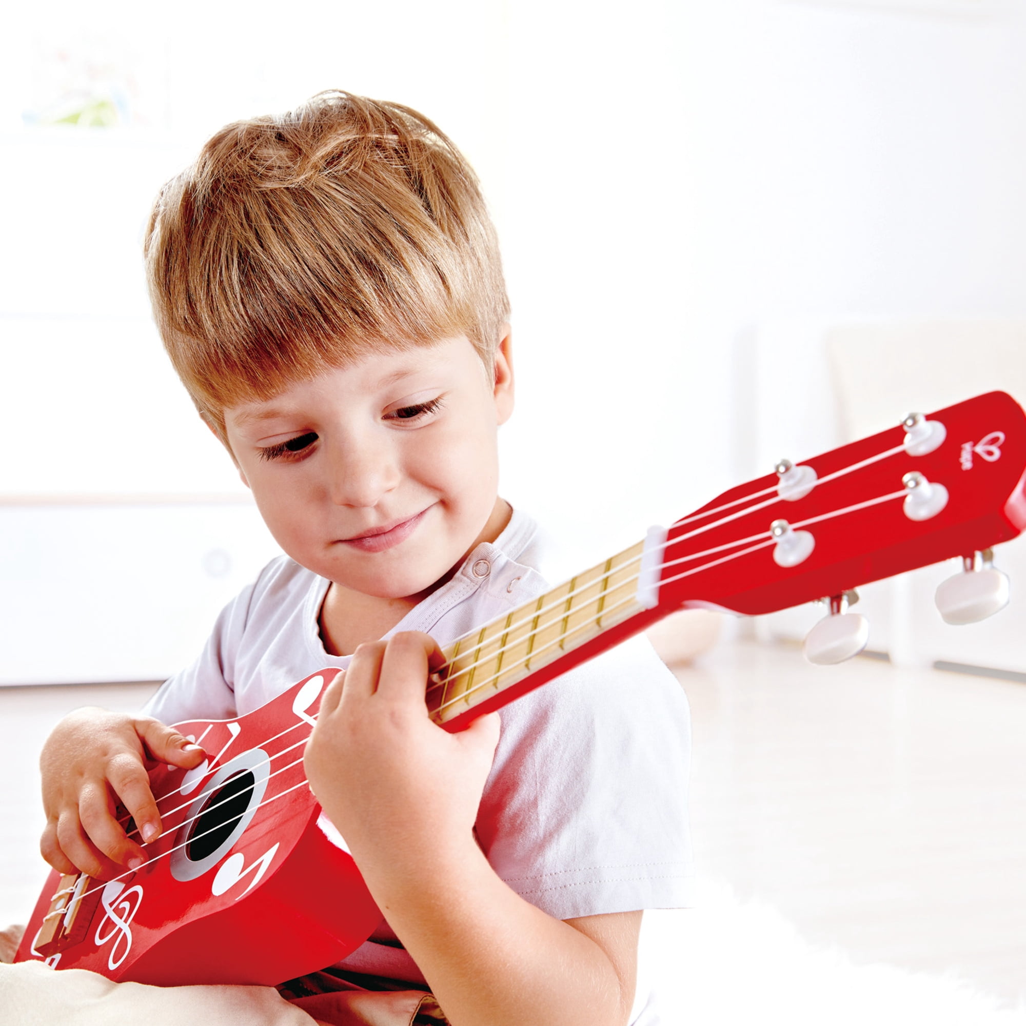 Hape Kid's Wooden 21" Toy Ukulele in Red, Preschool Kids & Toddler