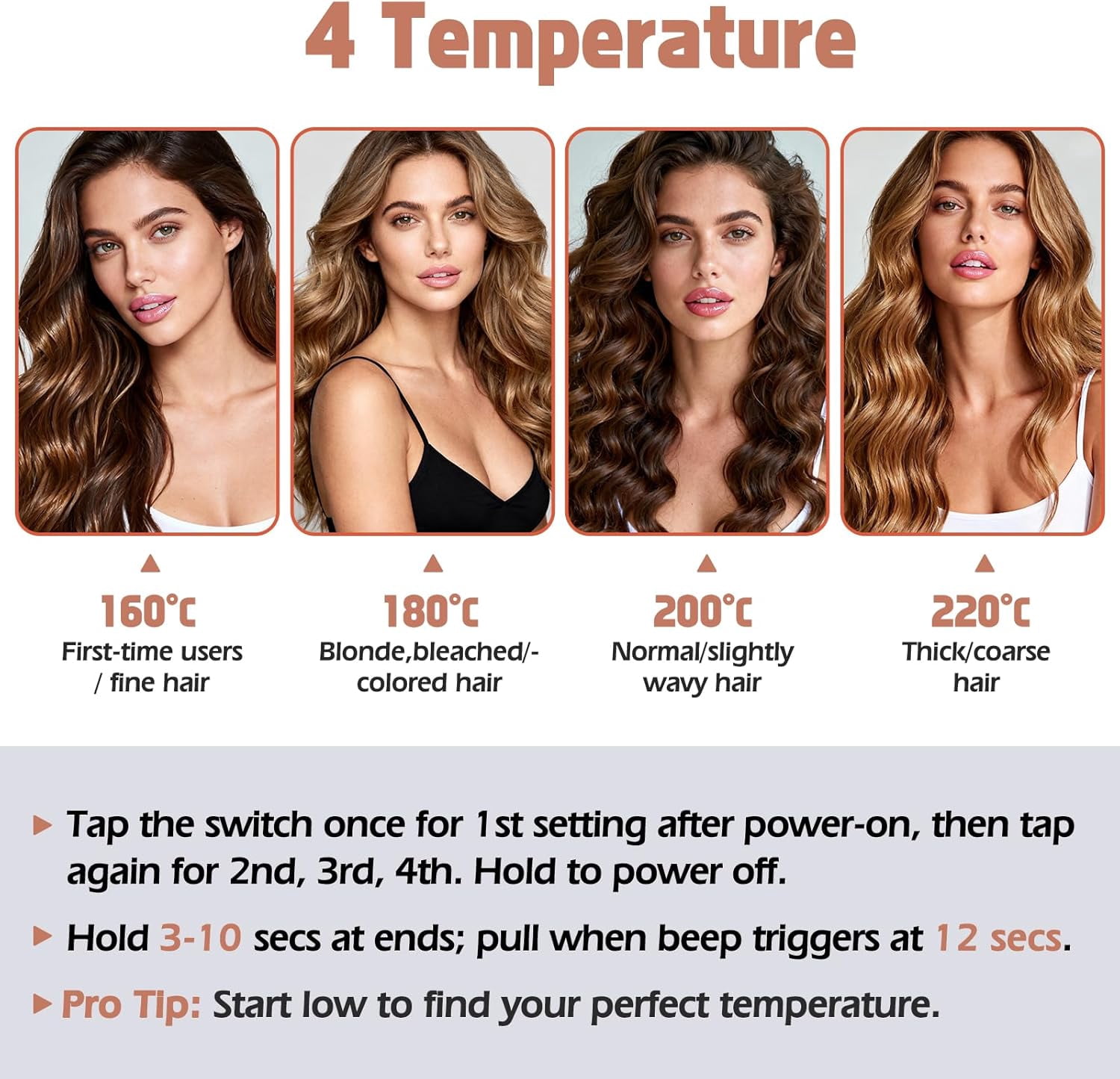 Scheri Automatic Rotating Curling Iron, 1.25 Inch - 4 Temp, Fast Heating, 2-Way Rotation, Anti-Scald & Tangle-Free, 30Min Auto Shut-Off, Dual Voltage for Travel, for All Hair Types & Beginners