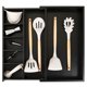 thumbnail image 1 of KitchenEdge Organizador de cajones de cocina ajustable para utensilios y trastos 1 compartimento grande y 5 pequeños Divisores de pared ajustables Patas antideslizantes Acabado en negro 100% madera de, 1 of 5