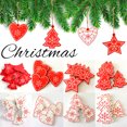 thumbnail image 2 of 12Pcs Wooden Christmas Tree Pendent Christmas Snowflake Star Ornament Xmas Home Party Wedding New Year Hanging Red Decoration, 2 of 5