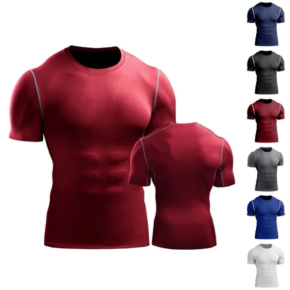 Men's Cotton Sports T-Shirt Quick Dry, Short Sleeve Crewneck Muscle Fit Tee, Breathable Athletic Top for Gym Workout, Running, Training, Casual Daily, Activewear | TOPLIU,Black L