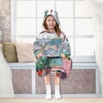 thumbnail image 7 of FORMRS Wearable Blanket Hoodie with Sleeves for Kids Cozy Flannel Sweatshirt, Pink Door, 7 of 7