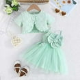 thumbnail image 2 of Baby Girl Dress Toddler Baby Girls' Summer Floral Strappy Dress and Solid Cardigan 2 Piece Set Toddler Dresses Green 12 Months-18 Months, 2 of 7