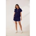 thumbnail image 2 of Women Two Piece Outfits Tracksuit Half Zip Lapel Cap Sleeve Sweatshirt High Waist Drawstring Shorts Set Sweatsuit, 2 of 6