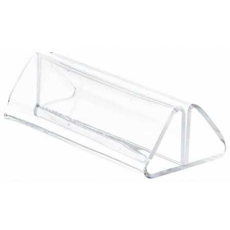 Plymor Clear Acrylic Pinch-Style Sign Clip Display with Label Front, 4" W x 1.875" D x 1.25" H (2 Pack)