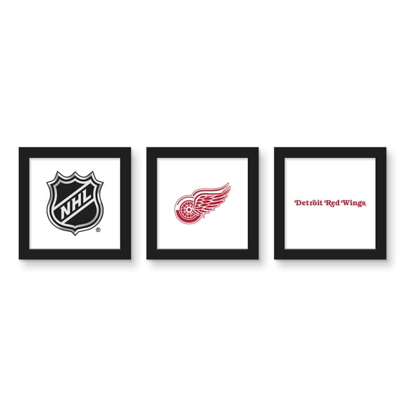 Gallery Pops NHL Detroit Red Wings - Team Wall Art Bundle (3-Pack), Black Framed Version, 12" x 12"