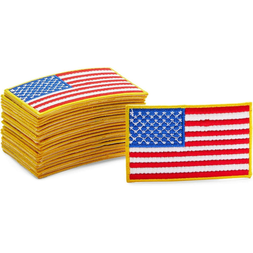 24 Pcs American Flag Iron On Patches Sew On Embroidered Sewing Applique