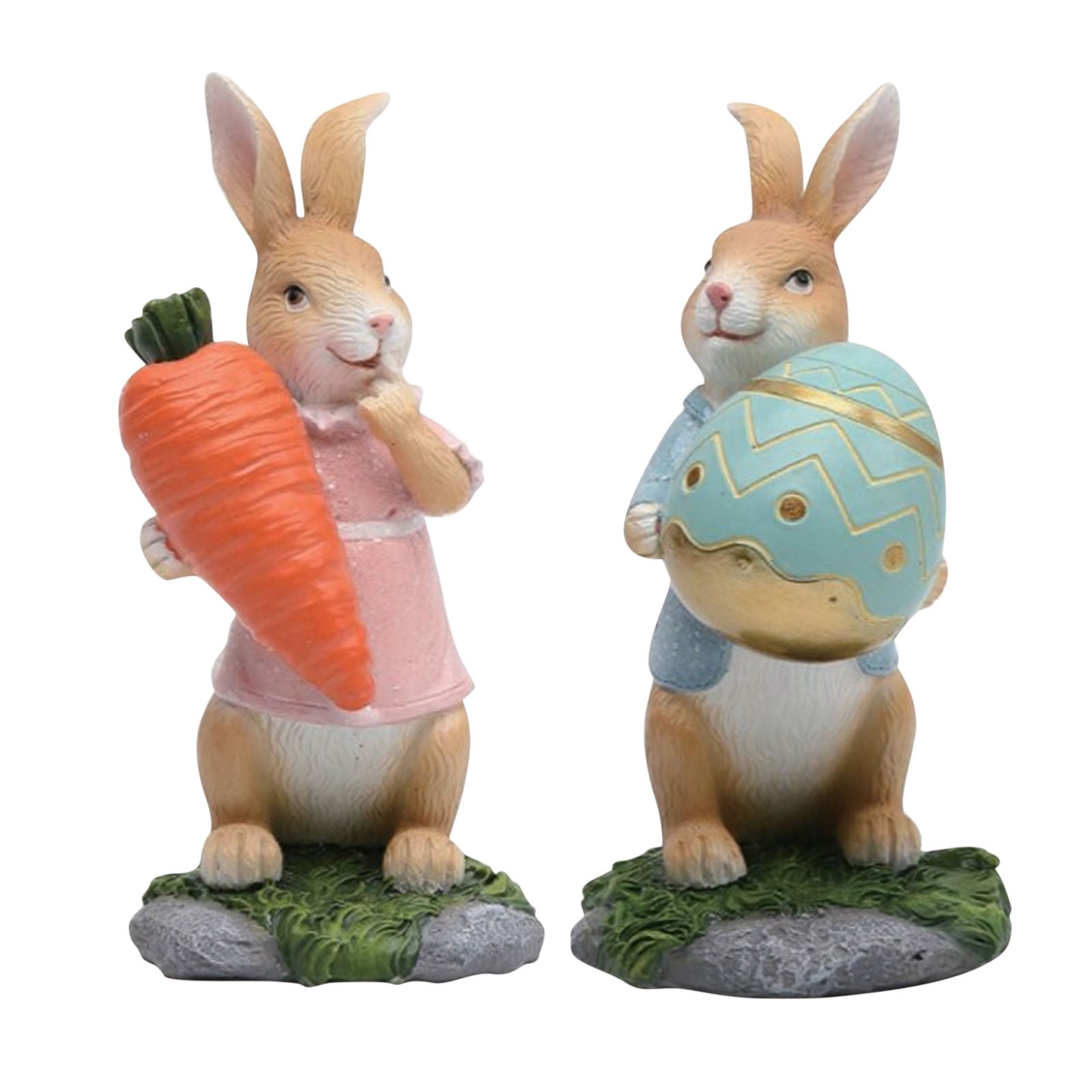 Boy Bunny Rabbit Doll Holding Carrot Easter Spring Farmhouse Table Top Decor 
