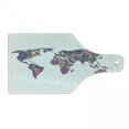 thumbnail image 1 of Wanderlust Cutting Board, Colorful World Map with Flowers Blossoms Floral Art, Decorative Tempered Glass Cutting and Serving Board, Wine Bottle Shape, Lime Green Fuchsia, by Ambesonne, 1 of 1