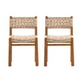 thumbnail image 3 of Christopher Knight Home Outdoor Acacia Wood Wicker Armless Dining Chairs, Teak+Light Gray, Set of 2, 3 of 14