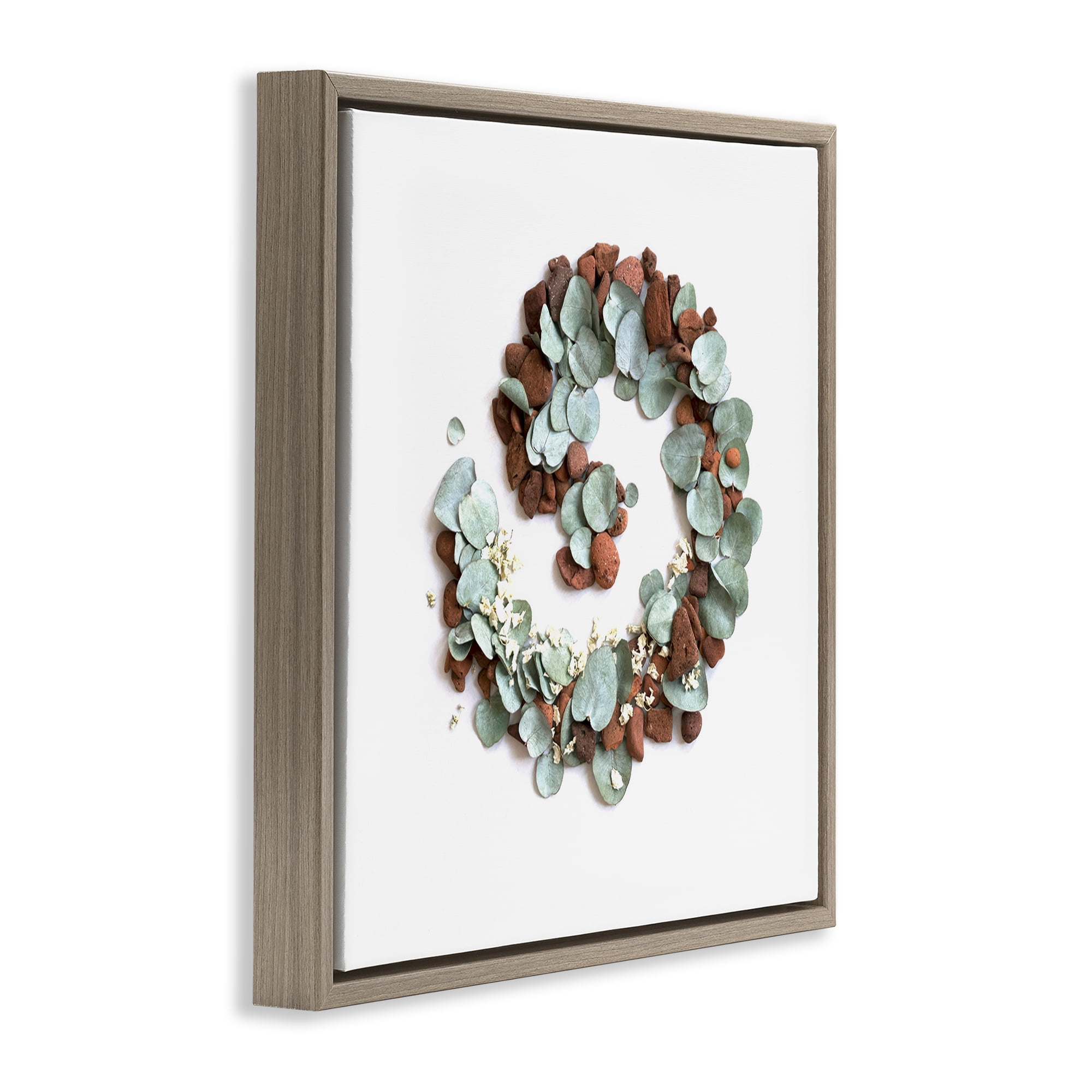 Stupell Industries Eucalyptus & Pebbles Spiral Brown Framed Floater Canvas Wall Art, design by Beth Adoette