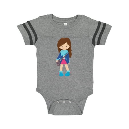 

Inktastic Fashion Girl Brown Hair Blue Jacket Blue Boots Gift Baby Girl Bodysuit