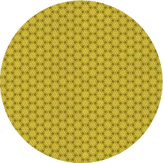 Ahgly Company Indoor Round Patterned Dark Golden Rod Brown Area Rugs, 8' Round