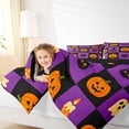 thumbnail image 3 of Homewish Checker Halloween Pumpkin Queen Bedding, Purple Bat Cat Ghost Witch Bedding Comforter Set Queen, Black Reversible, 7pcs, 3 of 7