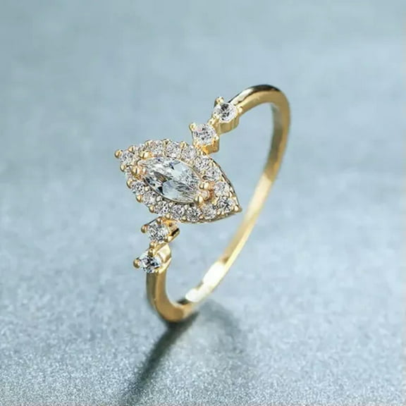 K-KED Elegant Wedding Gold Plated Rings Cubic Zirconia Delicate Jewelry Size 6-10-6