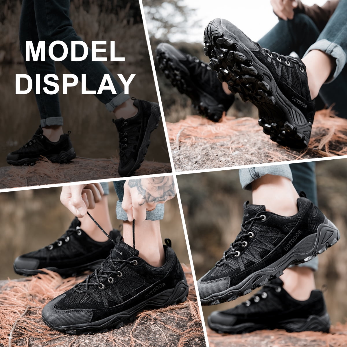 AUXDIQ Hiking Shoes Mens Waterproof Mountain Trekking Shoes Women Breathable Walking Shoes Outdoor Sports Running Camping Climbing