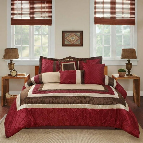 7-Piece Bed in a Bag Comforter Set, Red Bedding Set for Adults - Includes Comforter, Pillowcases, Flat Sheet & Fitted Sheet