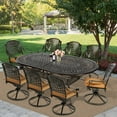 thumbnail image 4 of MEETWARM 9-Piece Outdoor Patio Dining Set, All-Weather Cast Aluminum Patio Conversation Set with 8 Cushioned Swivel Rocker Chairs for Backyard Garden Deck, 1 Oval Table, 2.2" Umbrella Hole, 4 of 7