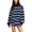 Navy #08, variant on Women Striped Mock Neck Sweatshirt 2 Piece Outfits Oversized Pullover Elastic Waist Shorts Set Fall Lounge Set XL