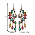 thumbnail image 2 of 1 par de pendientes de pavo real, pendientes de aleación para mujer, decoraciones para fiestas, 2 of 3